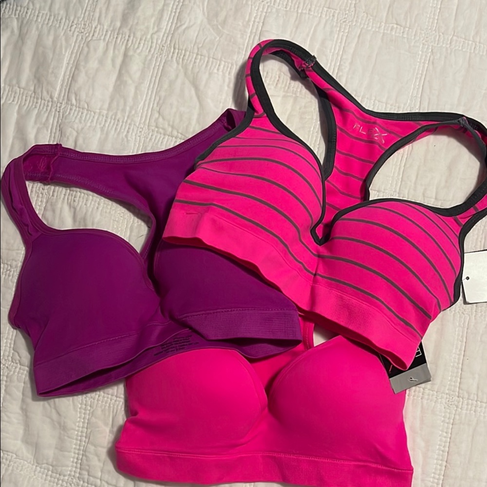 Express Pink and Purple Sports Bras with Adjustable Straps